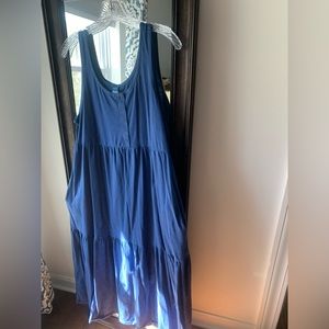 Maternity/nursing tiered dress with pockets and functioning buttons